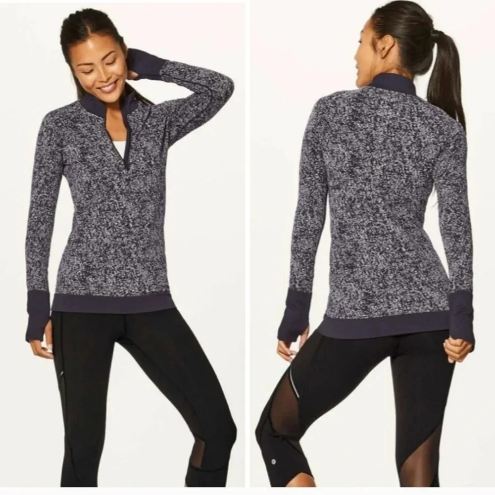 Lululemon Rest Leas 1/2 Zip Pullover Black and white Size 4